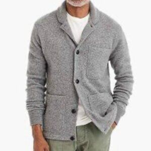 J Crew Men's Chore Jacket cardigan, Brushed Lambswool, Gray, M
